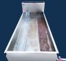 Great example of a "gradient" in a continuous flow pan. The sap closest to the draw off is the most condensed.